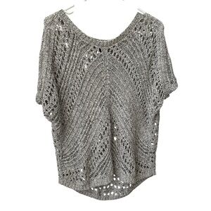 Express Open Stitched Marled Sweater Women’s Size Small Black Creme